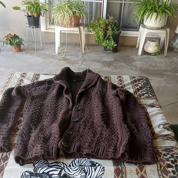 Lands' End Sweaters - BROWN LAND'S END CARDIGAN